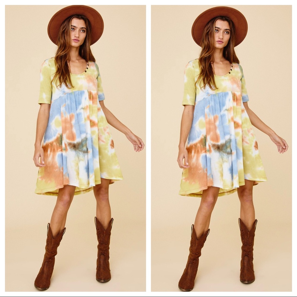 Gypsy Bohemian Tie Dye print dress - Picture 2 of 5